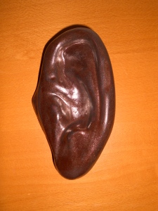 Clay replica of bronze ear from Stalin statue which stood on the Allee until November 1961