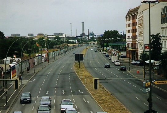East Side Gallery as seen from Oberbaumbrücke (1999, author's photo)