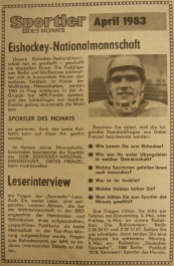 Athlete of Month honours in Sportecho for April 1983 go to national hockey team for its 6th place at World Championships in West Germany (photo: Sportecho)