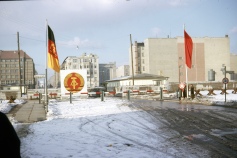 Checkpoint Charlie as photographed from the West Berlin side, February 1962 (photo: G. Hynna)